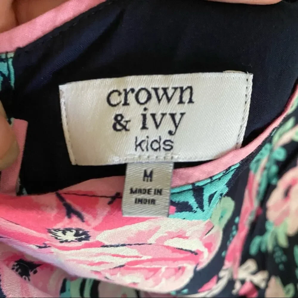 Crown & Ivy kids top floral bell sleeves bow NWT M